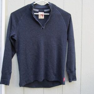 Relwen Sweater Men's XXL Black 100% Merino Wool 1/4 zip Pullover Logo cozy*READ*